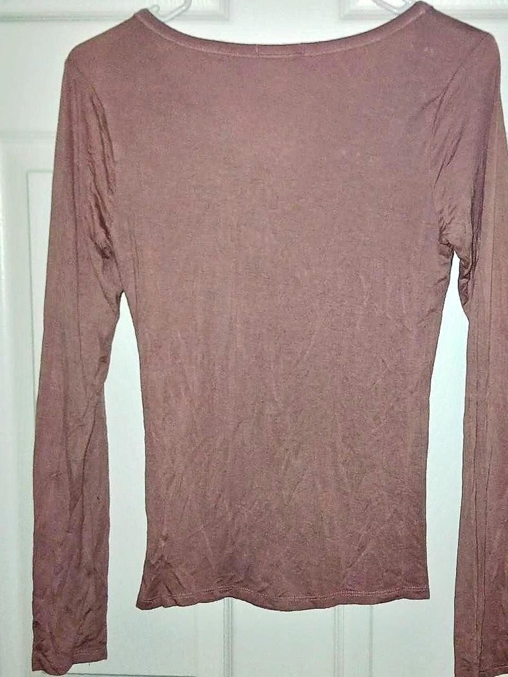 Fashion Nova Long Sleeve Henley Top in Dusty Mauve - Picture 2 of 4